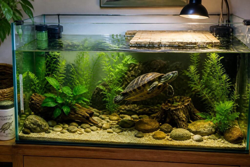 découvrez comment aménager un habitat idéal pour votre tortue aquatique afin de garantir son bien-être et sa santé optimale.