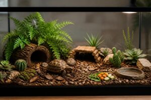 découvrez comment créer un terrarium pour tortue de terre, un habitat naturel et sécurisé qui répond parfaitement aux besoins de votre tortue pour qu'elle vive heureuse chez vous.