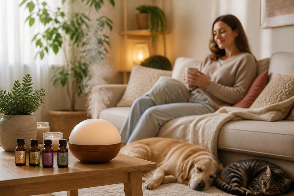 découvrez quelles huiles essentielles anti-stress choisir pour les adultes et les animaux, et profitez d'une ambiance apaisante grâce à votre diffuseur.